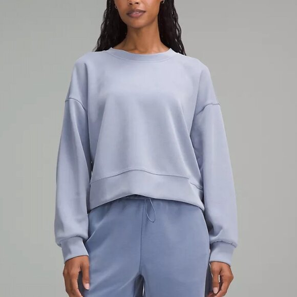 Lululemon Softstreme Perfectly Oversized Cropped Crew Colour Blue Willow - Picture 1 of 3